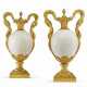A PAIR OF FRENCH ORMOLU-MOUNTED WHITE MARBLE VASES - фото 1