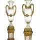 A MASSIVE PAIR OF ORMOLU AND CUT-GLASS VASES ON STANDS - фото 1
