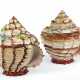 TWO JACOB PETIT PORCELAIN SHELL-FORM VASES AND COVERS - photo 1