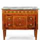 A NORTH ITALIAN REPOUSEE GILT-METAL-MOUNTED STAINED FRUITWOOD AND EBONY-INLAID TULIPWOOD AND KINGWOOD COMMODE - photo 1