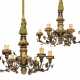 A PAIR OF NORTH ITALIAN GILT-VARNISHED-SILVERED ('MECCA') AND TOLE SIX-LIGHT CHANDELIERS - фото 1