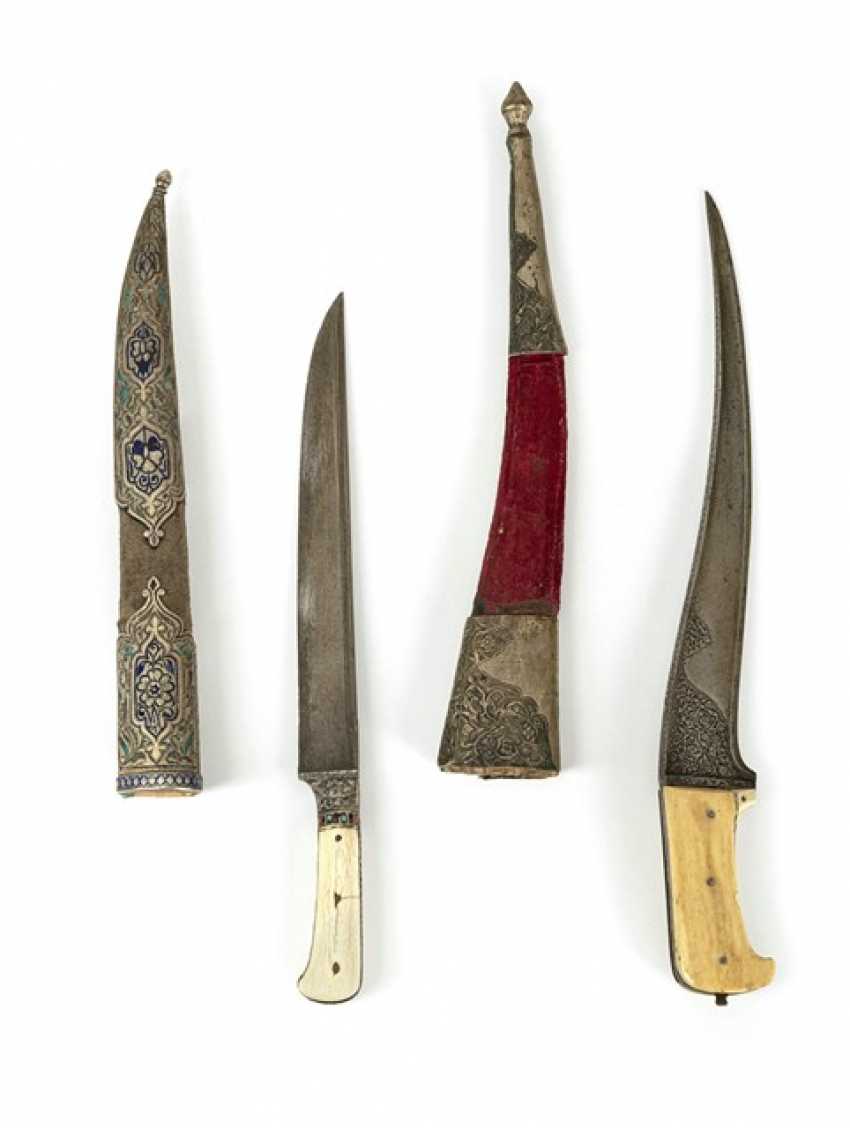 Auction Bicak With Ivory Handle And Scabbard With Enamel Silver Fittings And Dagger With Bone Handle Buy Online By Veryimportantlot Com Auction Catalog 793 Collector 39 S Carpets Tribal Art Amp Oriental Art