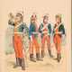 DEUTSCHER LITHOGRAPH Tätig 2. Hälfte 19. Jahrhundert Fünf Arbeiten: Uniformen der Kaiserlichen russischen Armee Lithografie auf Papier. Min. 20 cm x 13 - Foto 1
