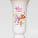  Große Trompeten-Vase mit Blumenmalerei und Goldrand - Foto 1