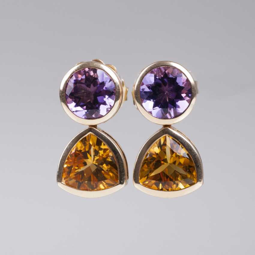 amethyst and citrine earrings