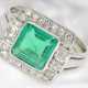 Ring: hochwertig gearbeiteter vintage Smaragd/Diamant-Goldschmiedering aus Platin, Smaragd ca. 1,8ct, Diamanten ca. 0,55ct - photo 1
