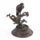 Bronzeskulptur Falke auf Baum - Foto 1