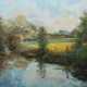 Maler des 20. Jahrhundert ''Sommerlicher Flusslauf'' mit Bäumen und Gebüsch - photo 1
