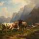 Romantische Alpenlandschaft mit Kühen - Foto 1