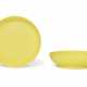 A PAIR OF SMALL LEMON-YELLOW-ENAMELLED DISHES - photo 1