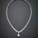 Round graduated diamond white gold necklace with a central detachable pear shape ct. 3.11 diamond pendant - Foto 1