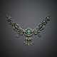 Old mine diamond and variously cut emerald silver and 9K gold devant de corsage - фото 1