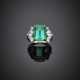 BULGARI | Step cut ct. 7.90 circa emerald and pear diamond platinum ring - фото 1