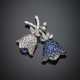 Round and tapered diamond with sapphire white gold brooch - photo 1