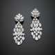 Round marquise and pear shape diamond white gold pendant earrings - photo 1