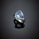 White gold diamond ring with shield shape ct. 4.40 circa aquamarine - фото 1