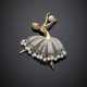 Bi-coloured 12K partly glazed gold pearl and diamond tiny dancer brooch - фото 1