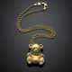 GIODORO | Yellow gold bear pendant with gem and pearl collar and a cm 44.50 circa gold chain - фото 1