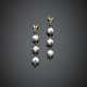 Mm 10/10.50 circa pearl and single cut diamond silver pendant earrings - photo 1
