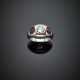 Old mine ct. 1.20 circa diamond with synthetic ruby shoulders white gold ring - Foto 1