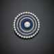 White gold diamond blue enamel round brooch with central mm 7.10 circa pearl and accented with seed pearls - Foto 1