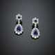 Diamond in all ct. 2.70 circa with pear shape and round sapphire white gold pendant earrings - photo 1