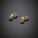Silver and gold sapphire cufflinks - фото 1