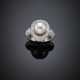 Mm 10.15 circa cultured pearl and diamond white gold ring - Foto 1