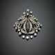 Round and single cut diamond ct. 2.30 circa marquise sapphire white gold brooch pendant - Foto 1