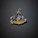 Diamond and carved sapphire chased silver and gold umbrella brooch/pendant - Foto 1