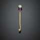 Yellow gold ct. 0.60 circa diamond and ruby whip brooch - Foto 1