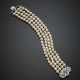 Four strand mm 5.50 circa cultured pearl bracelet with white gold gem set clasp and spacers - фото 1
