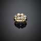 Round and marquise diamond yellow gold ring - фото 1