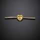 Yellow 18K and 12K gold bar brooch with heart and diamond - Foto 1