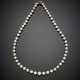 Cultured pearl graduated necklace with diamond and sapphire white gold clasp - photo 1