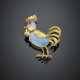 Round and oval opal yellow gold rooster brooch - Foto 1