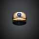 Yellow gold round synthetic sapphire ring - фото 1