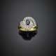 Bi-coloured gold diamond and oval sapphire ring - Foto 1