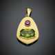 Fancy shape ct. 17 circa peridot and round ruby yellow partly sable gold pendant - Foto 1