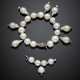 White gold round and drop shape irregular South Sea pearl charm bracelet - photo 1