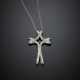 White gold double chain with a cm 4.30 diamond pendant cross - фото 1