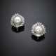 Round marquise and tapered diamond with mm 13.20 circa australian pearl white gold earclips - фото 1