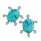 TURQUOISE AND DIAMOND TURTLE BROOCHES - Foto 1
