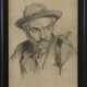 EMILE W. HERZ. "Mann mit Pfeife", Bleistift auf Papier, hinter Glas gerahmt, signiert und datiert - photo 1