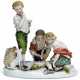 A LARGE AND RARE PORCELAIN FIGURE OF THREE CHILDREN PLAYING ... - photo 1