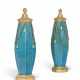 A PAIR OF FRENCH ORMOLU-MOUNTED TURQUOISE-GROUND PORCELAIN VASES AND COVERS - photo 1
