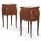 A PAIR OF FRENCH ORMOLU-MOUNTED MAHOGANY, WALNUT, AND AMARANTH PARQUETRY BEDSIDE CABINETS - фото 1
