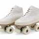 HERMÈS. A SAVANA COLLECTION SET OF WHITE CALF LEATHER POKER SHOES WITH ROLLER SKATES BY PIERRE HARDY - фото 1