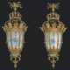 A PAIR OF MONUMENTAL ORMOLU AND FROSTED GLASS LANTERNS - photo 1