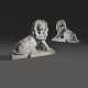 A PAIR OF LARGE ITALIAN MARBLE SEATED LIONS - Foto 1